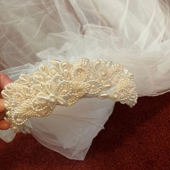 Ladies, beautiful Vintage, long beaded wedding veil - Picture 2 of 6